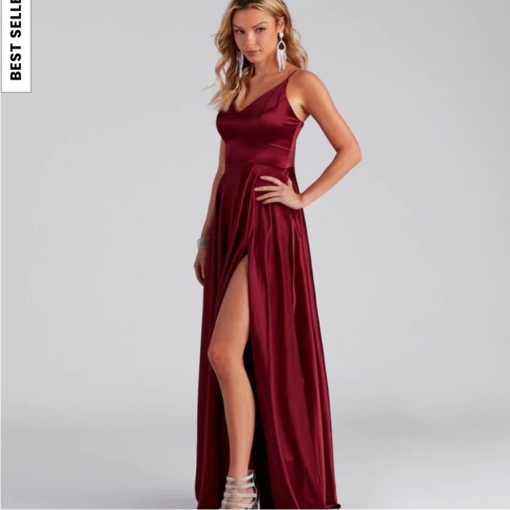 Satin red dress